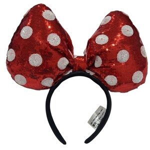 Disney Red Sequin Polka Dot Minnie Bow Headband